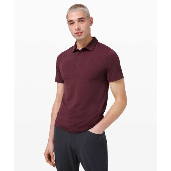 Lululemon Men’s Evolution Polo Short Sleeve Shirt Cassis Red - Picture 1 of 11